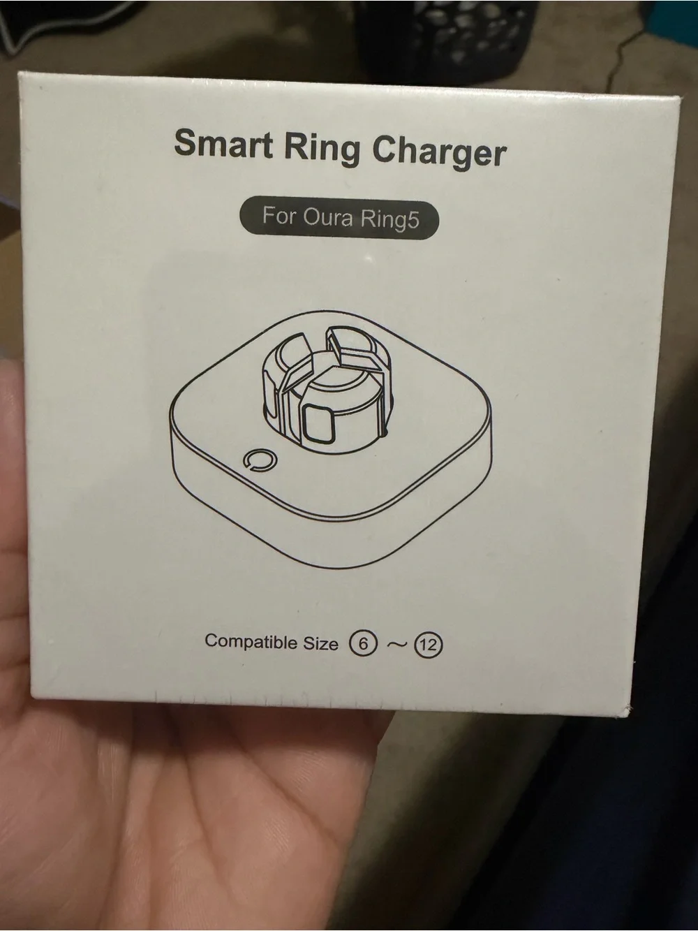 White Smart Ring Charger for Oura Ring 5 - Portable Charging Cradle